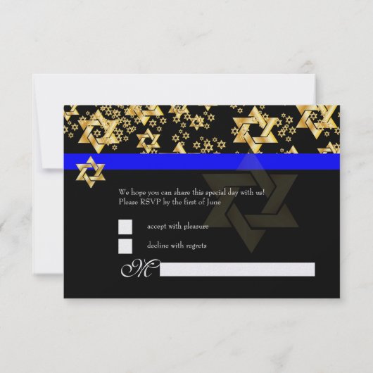 PixDezines rsvp Star van David, Bar Mitzvah (Achterkant)