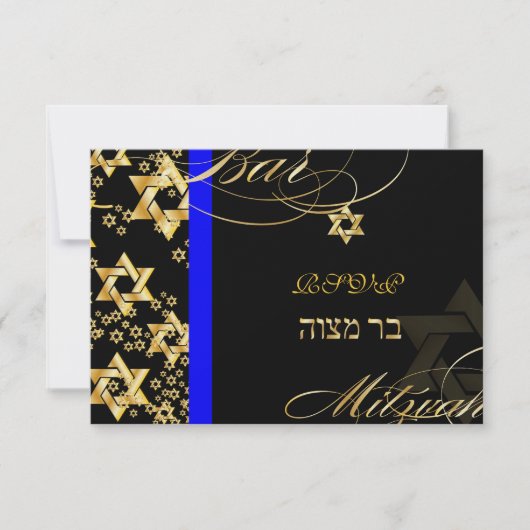PixDezines rsvp Star van David, Bar Mitzvah Kaartje (Voorkant)