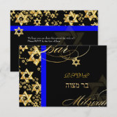 PixDezines rsvp Star van David, Bar Mitzvah Kaartje (Voorkant / Achterkant)