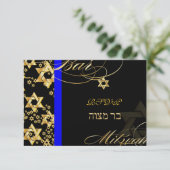 PixDezines rsvp Star van David, Bar Mitzvah Kaartje (Staand voorkant)