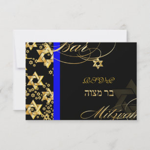 PixDezines rsvp Star van David, Bar Mitzvah Kaartje