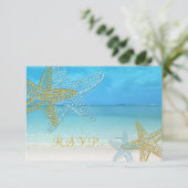 PixDezines rsvp Starfish/Beach Weddings Kaartje (Staand voorkant)