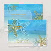 PixDezines rsvp Starfish/Beach Weddings Kaartje (Voorkant / Achterkant)