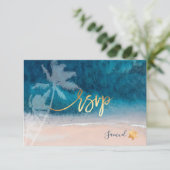 PixDezines RSVP Strand Palmboom Bar Mitswa Kaartje (Staand voorkant)