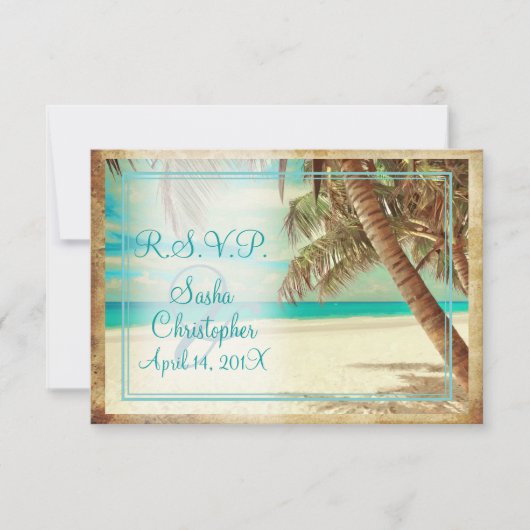 PixDezines rsvp  strand, tropisch paradijs Kaartje (Voorkant)