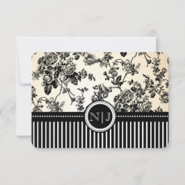 PixDezines rsvp toile/rozen/zwart Kaartje