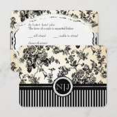 PixDezines rsvp toile/rozen/zwart Kaartje (Voorkant / Achterkant)