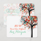 PixDezines Rsvp Tree of Life Bar Mitzvah Kaart (Voorkant / Achterkant)