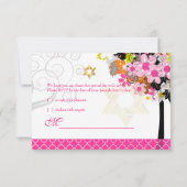 PixDezines rsvp tree of life/bloesems, Bat Mitzvah Kaart (Achterkant)