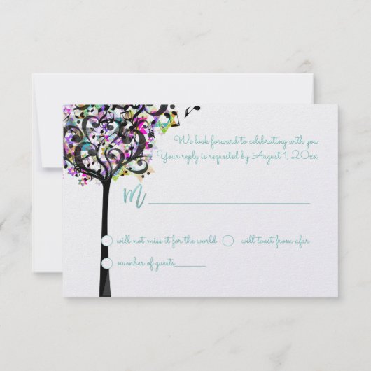 PixDezines RSVP Tree of Life Music Bat Mitzvah ✡ Kaart (Achterkant)