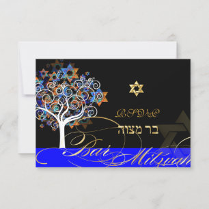 PixDezines rsvp tree of life+stars, Bar Mitzvah