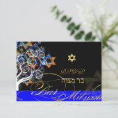 PixDezines rsvp tree of life+stars, Bar Mitzvah (Staand voorkant)