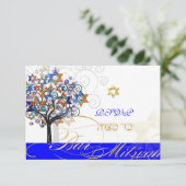 PixDezines rsvp tree of life+stars, Bar Mitzvah (Staand voorkant)