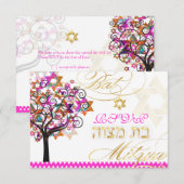PixDezines rsvp tree of life/Stars, Bat Mitzvah (Voorkant / Achterkant)