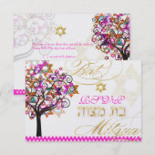 PixDezines rsvp tree of life/Stars, Bat Mitzvah (Voorkant / Achterkant)