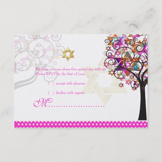 PixDezines rsvp tree of life/Stars, Bat Mitzvah (Achterkant)