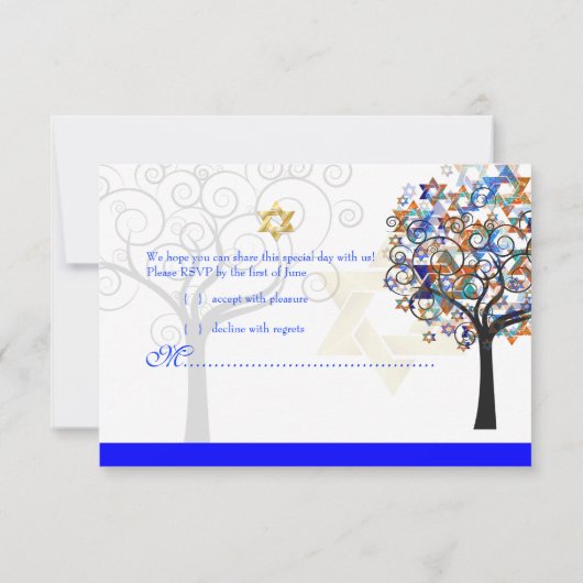 PixDezines rsvp tree of life+stars, Bat Mitzvah (Achterkant)