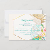 PixDezines RSVP Turquoise Ananas/Gouden Script (Achterkant)