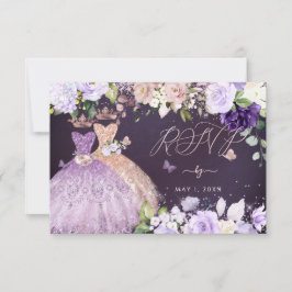PixDezines RSVP Twins Quinceanera Roos Gold Lila Kaart