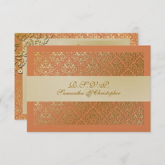 PixDezines rsvp vavin damask/diy tangerine color (Voorkant / Achterkant)