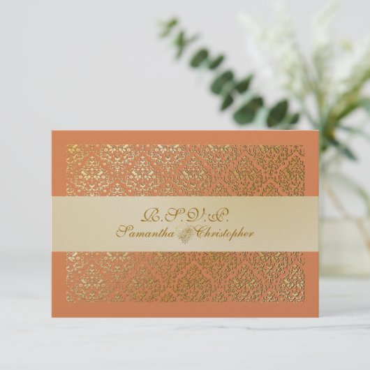 PixDezines rsvp vavin damask/diy tangerine color (Staand voorkant)