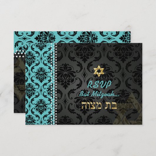 PixDezines rsvp Vendome Damask/DIY color/Mitzvah (Voorkant / Achterkant)
