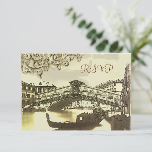 PixDezines rsvp  Venezia, Rialto Bridge Kaartje (Staand voorkant)