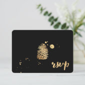 PixDezines rsvp verblind/goud/pinecone/soiree Kaartje (Staand voorkant)
