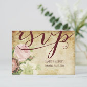 PixDezines rsvp vintagerozen/ perkament Kaartje (Staand voorkant)