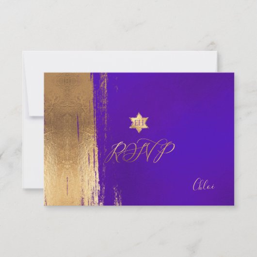 PixDezines RSVP Violet Paarse Mitzvah ✡ (Voorkant)