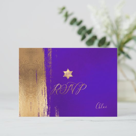 PixDezines RSVP Violet Paarse Mitzvah ✡ (Staand voorkant)
