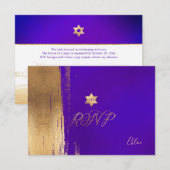 PixDezines RSVP Violet Paarse Mitzvah ✡ Kaartje (Voorkant / Achterkant)