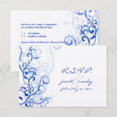 PixDezines rsvp Vlaamse/zwemblaire bladeren/blauw (Voorkant / Achterkant)