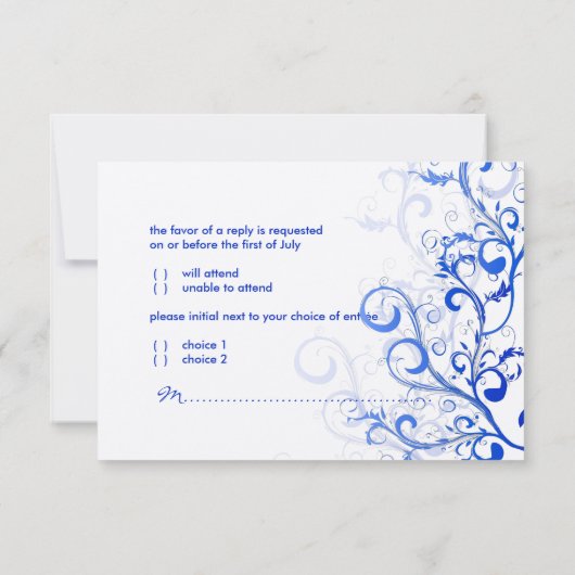 PixDezines rsvp Vlaamse/zwemblaire bladeren/blauw (Achterkant)