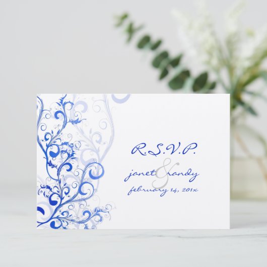 PixDezines rsvp Vlaamse/zwemblaire bladeren/blauw (Staand voorkant)