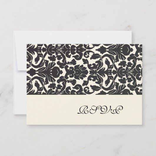 PixDezines rsvp (voor 5 x 7) Black Flora Damask (Voorkant)