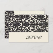 PixDezines rsvp (voor 5 x 7) Black Flora Damask (Voorkant / Achterkant)
