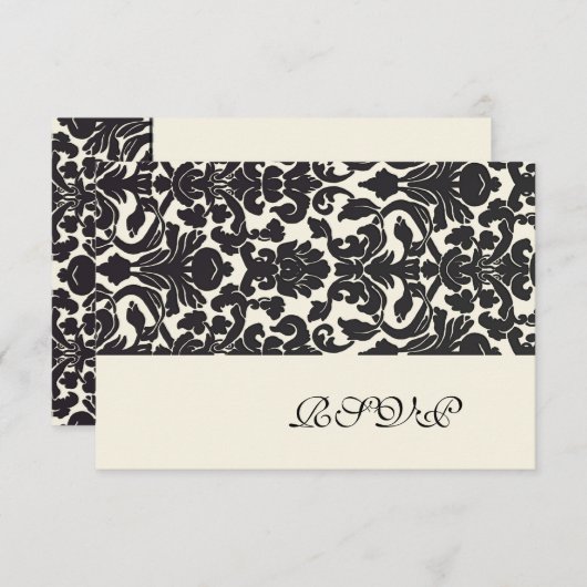 PixDezines rsvp (voor 5 x 7) Black Flora Damask (Voorkant / Achterkant)