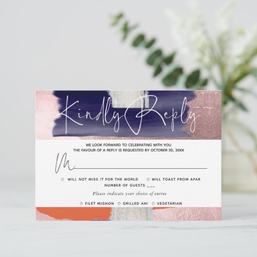 PixDezines RSVP w Maaltijden, Moderne Kunst, Navy (Staand voorkant)