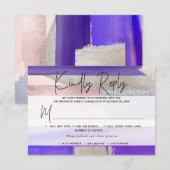 PixDezines RSVP w Meal, moderne kunst, Paarse zilv Kaartje (Voorkant / Achterkant)