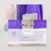 PixDezines RSVP w Meal, moderne kunst, Paarse zilv Kaartje (Voorkant / Achterkant)