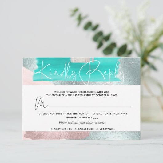 PixDezines RSVP w Meals, Modern Art, Blue Blauwgro (Staand voorkant)