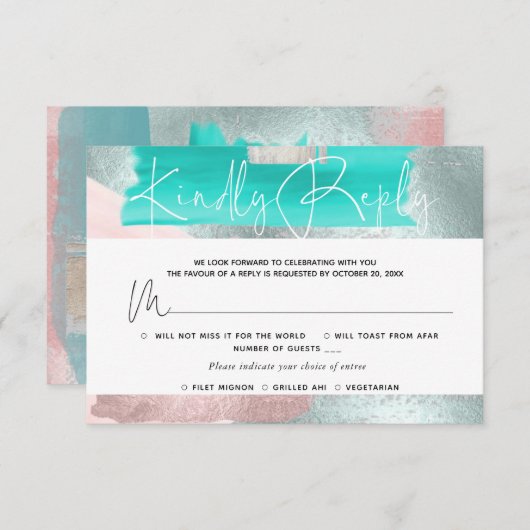 PixDezines RSVP w Meals, Modern Art, Blue Blauwgro (Voorkant / Achterkant)