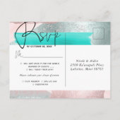 PixDezines RSVP w Meals, Modern Blush Aqua Uitnodiging Briefkaart (Achterkant)