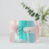PixDezines RSVP w Meals, Modern Blush Aqua Uitnodiging Briefkaart (Staand voorkant)