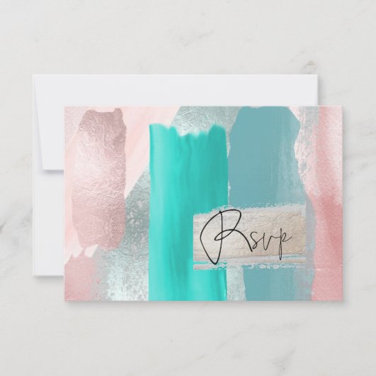 PixDezines RSVP Watercolor Kleurblok Blauw+Roze (Voorkant)