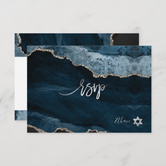 PixDezines RSVP Waterverf Agate Bar Mitzvah ✡ (Voorkant / Achterkant)
