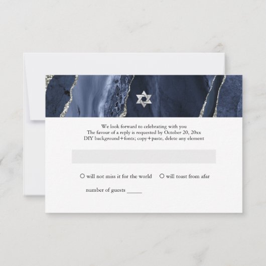 PixDezines RSVP Waterverf Agate Bar Mitzvah ✡ (Achterkant)