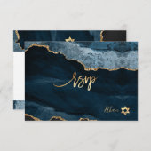 PixDezines RSVP Waterverf Agate Bar Mitzvah ✡ (Voorkant / Achterkant)