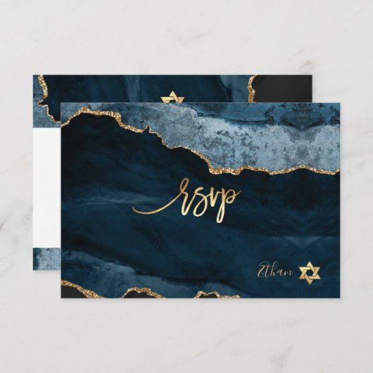 PixDezines RSVP Waterverf Agate Bar Mitzvah ✡ (Voorkant / Achterkant)